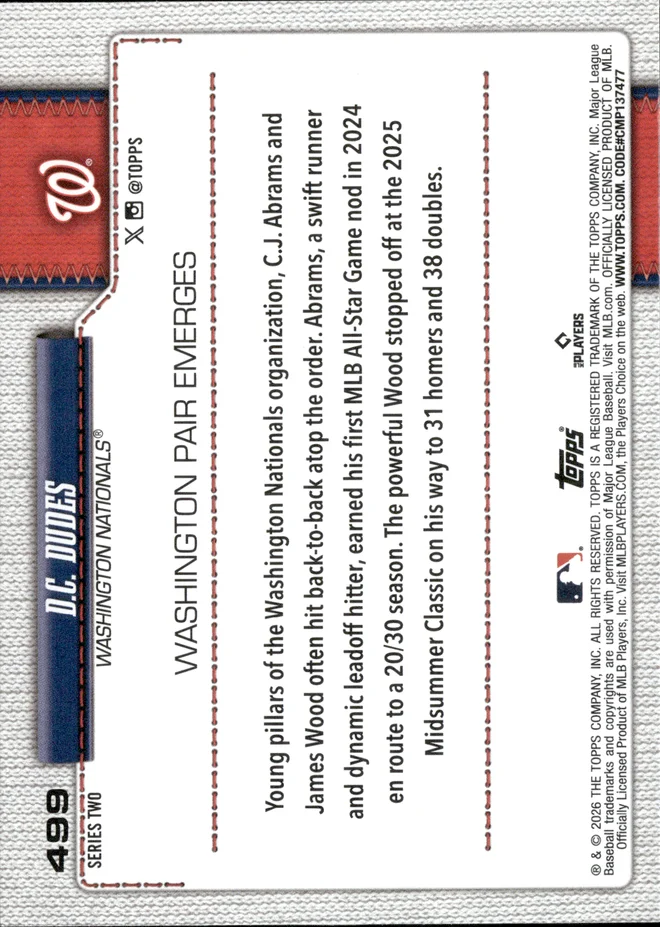C.J. Abrams / James Wood card back