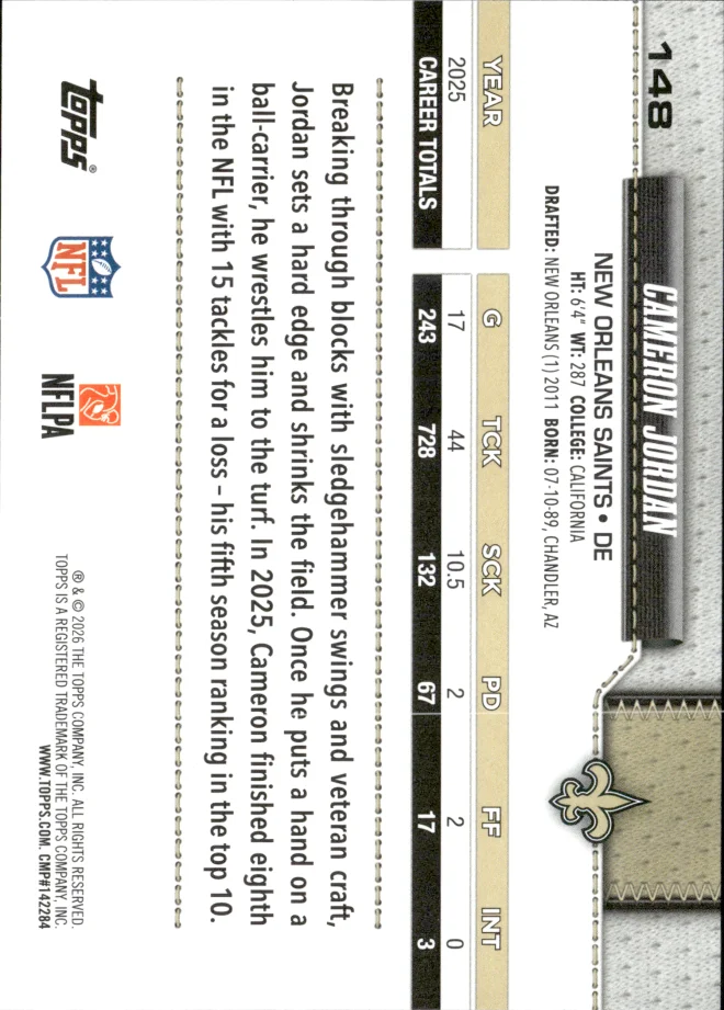 Cameron Jordan card back