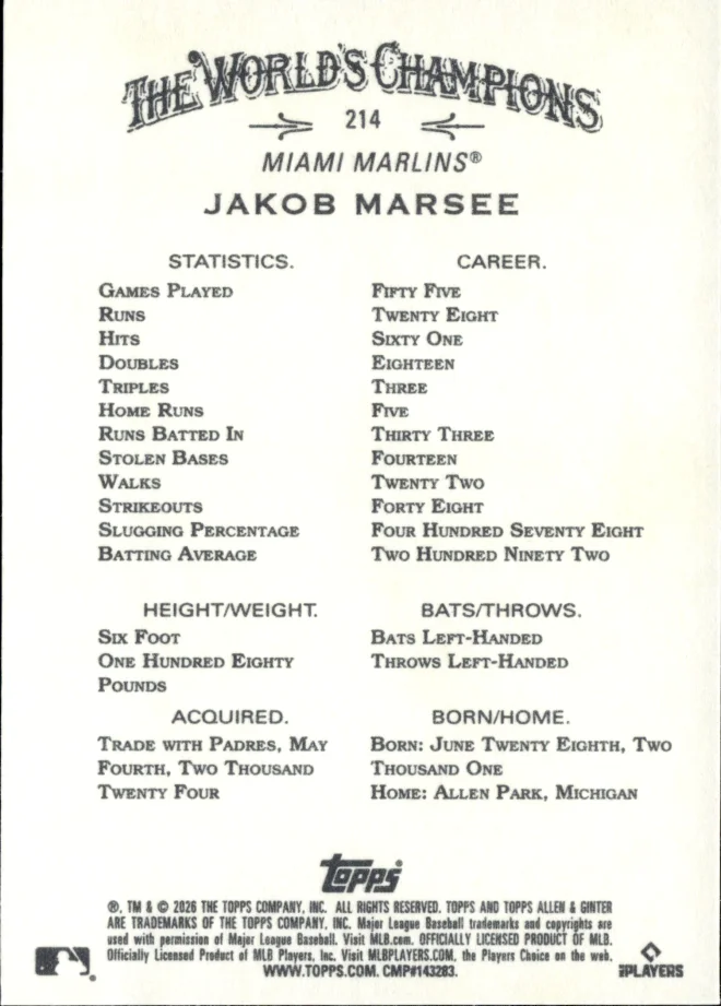Jakob Marsee card back