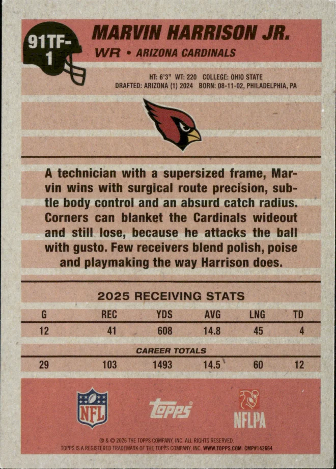 Marvin Harrison Jr. card back