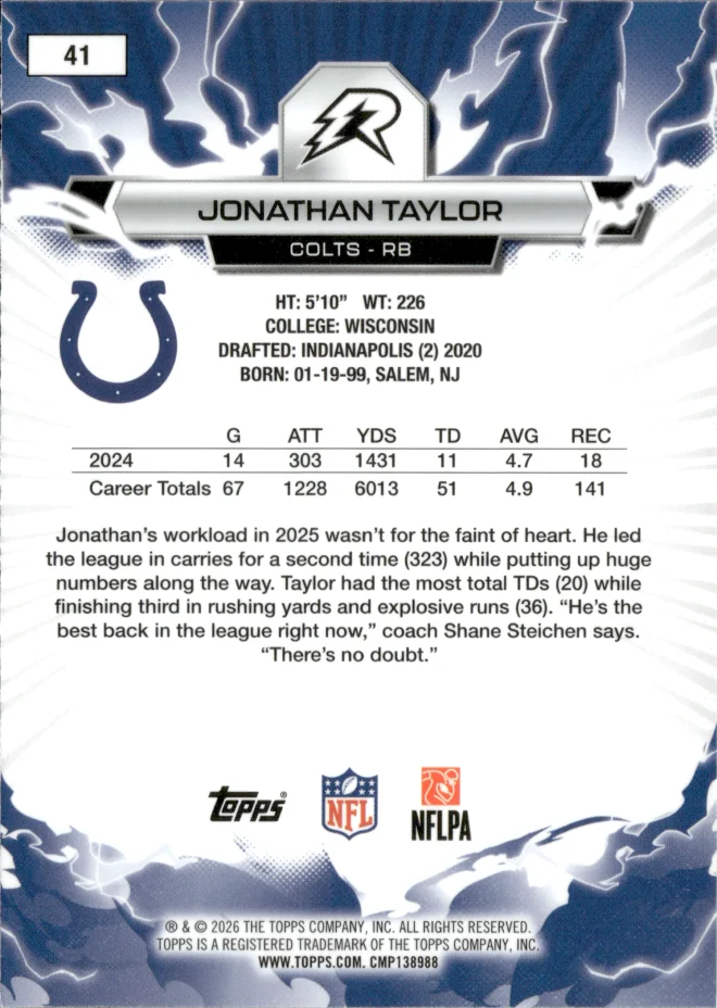 Jonathan Taylor card back