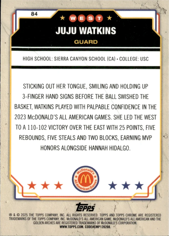 JuJu Watkins card back