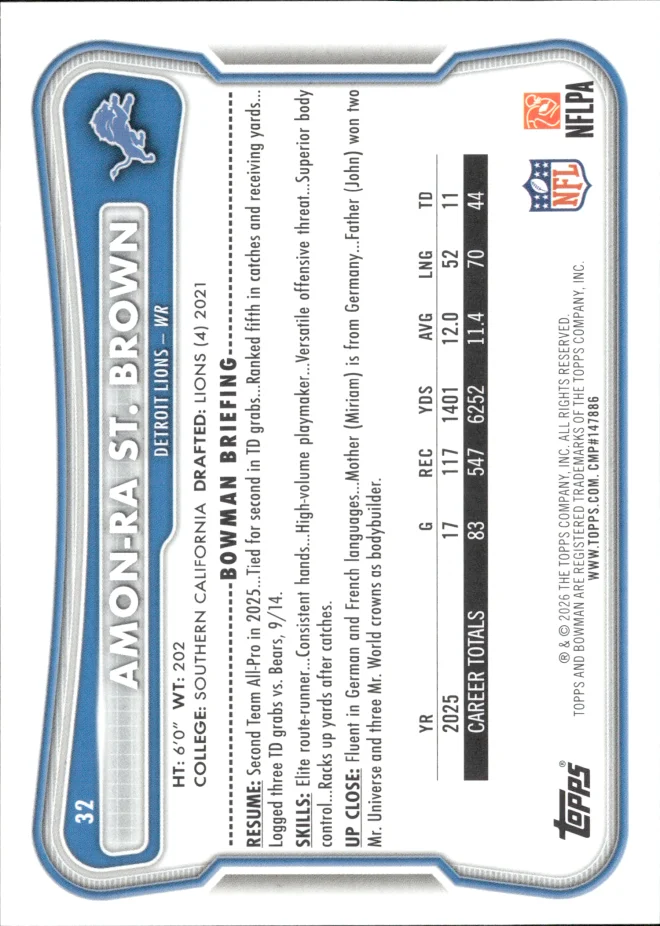 Amon-Ra St. Brown card back