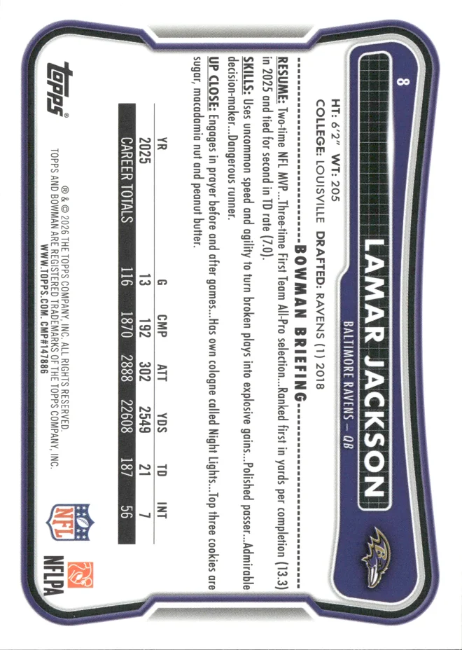 Lamar Jackson card back