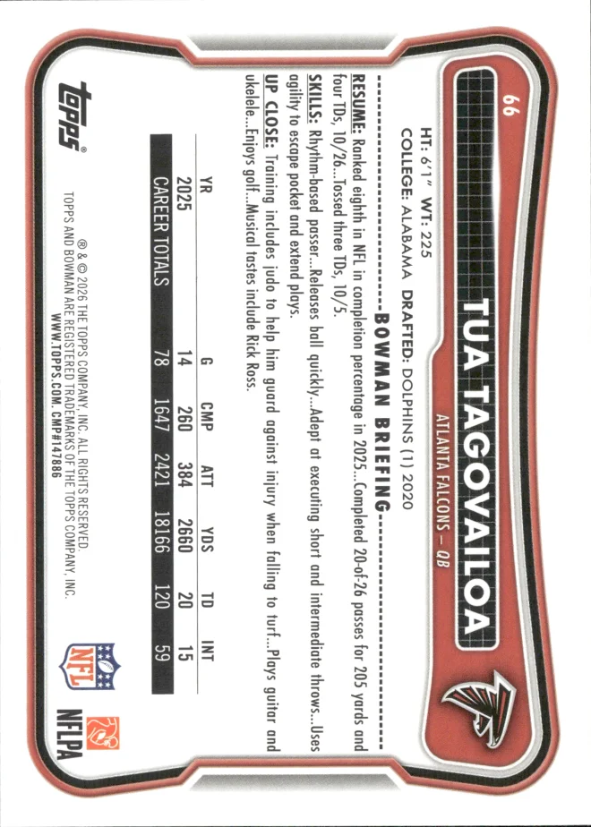 Tua Tagovailoa card back