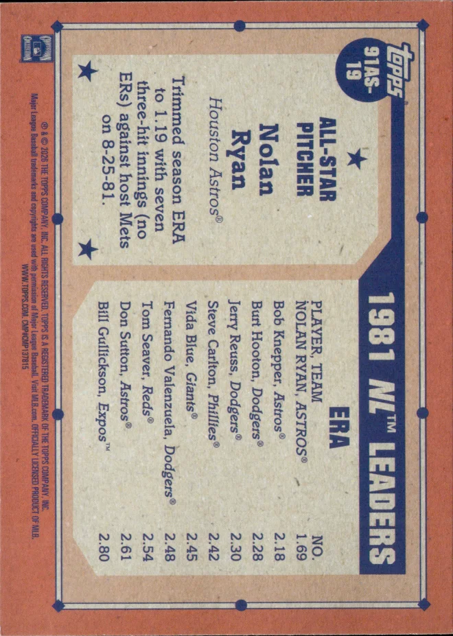Nolan Ryan card back