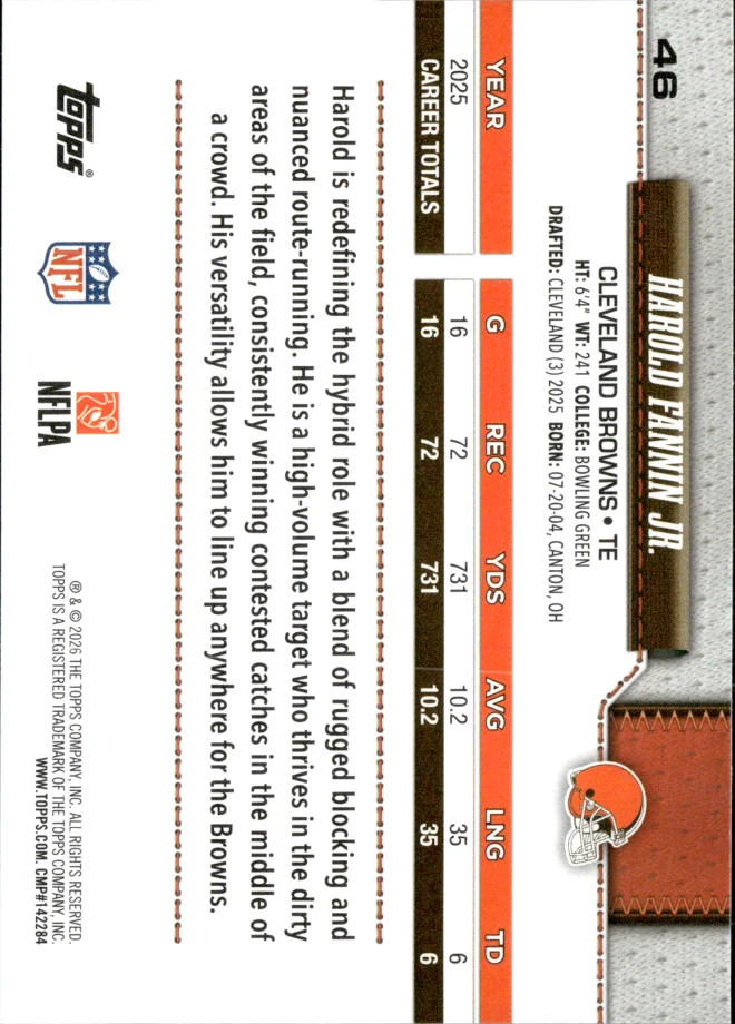 Harold Fannin Jr. card back