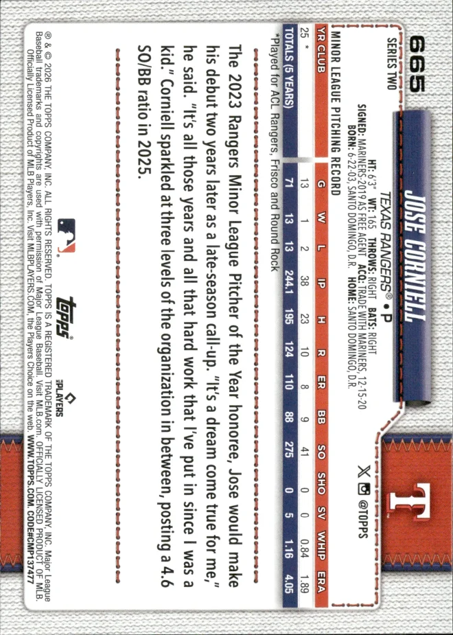 Jose Corniell card back