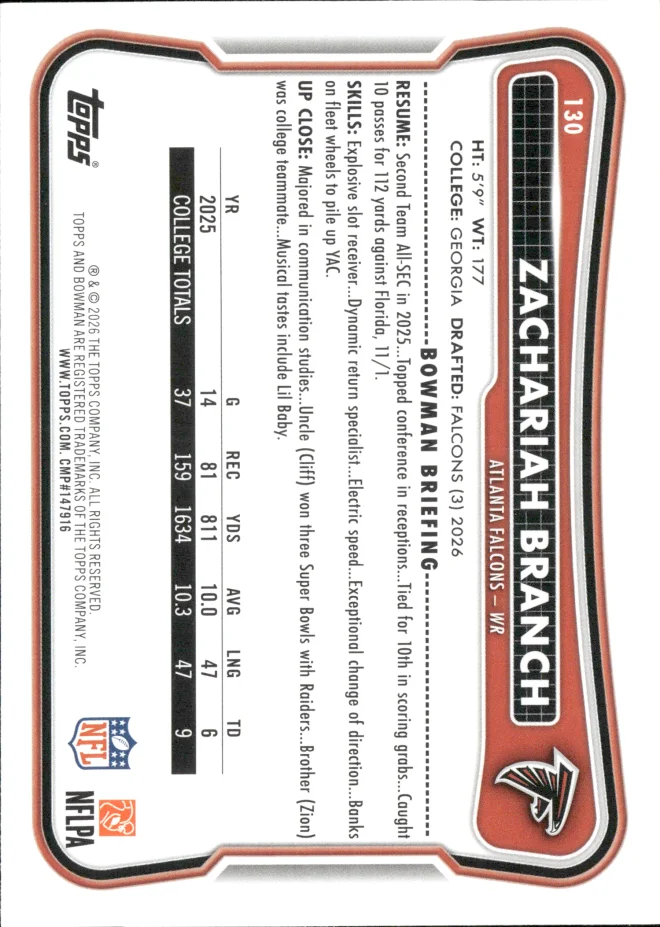 Zachariah Branch card back