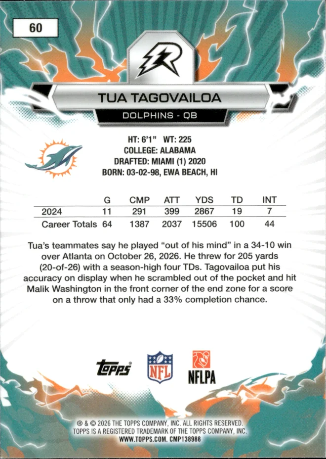 Tua Tagovailoa card back