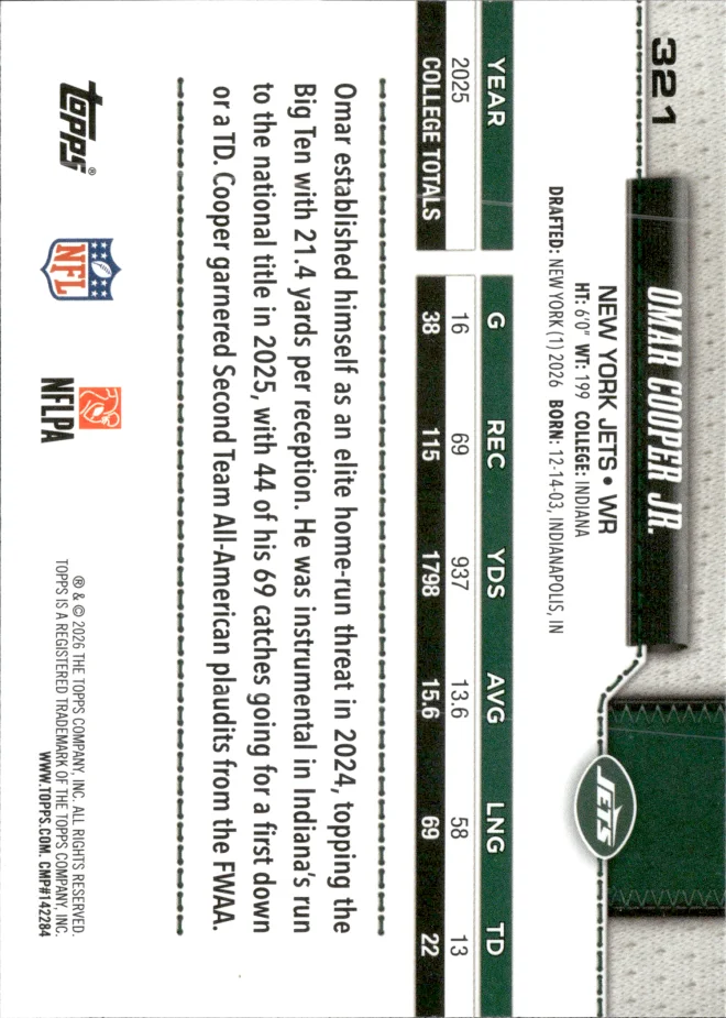 Omar Cooper Jr. card back