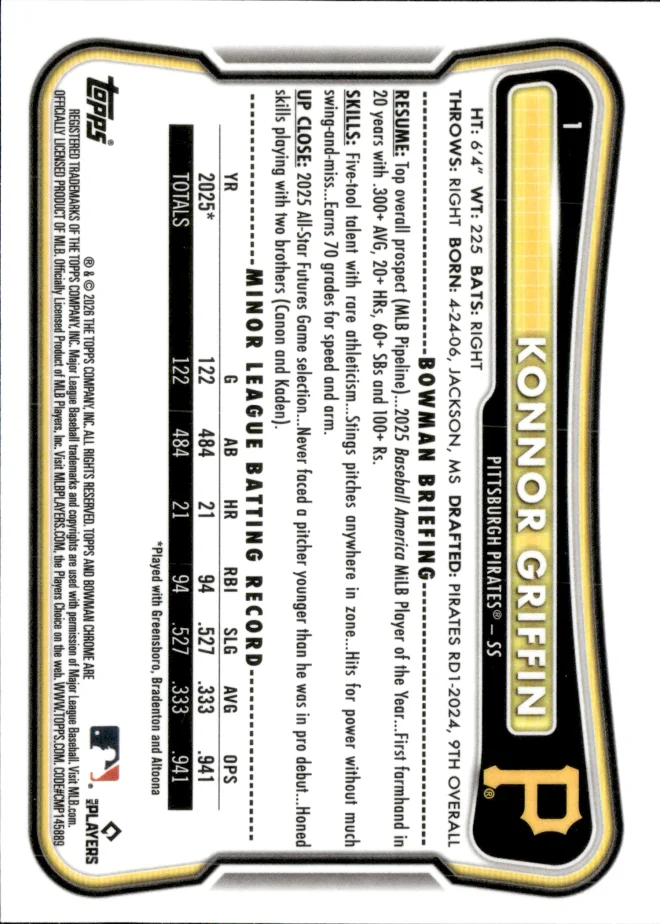 Konnor Griffin card back
