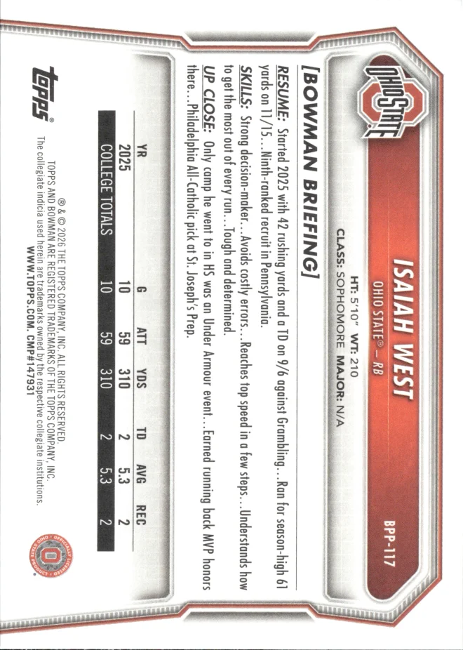 Isaiah West card back