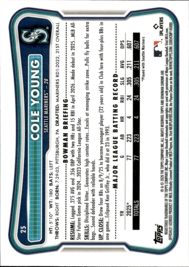 Cole Young card back