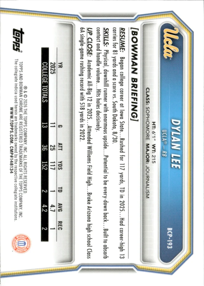 Dylan Lee card back