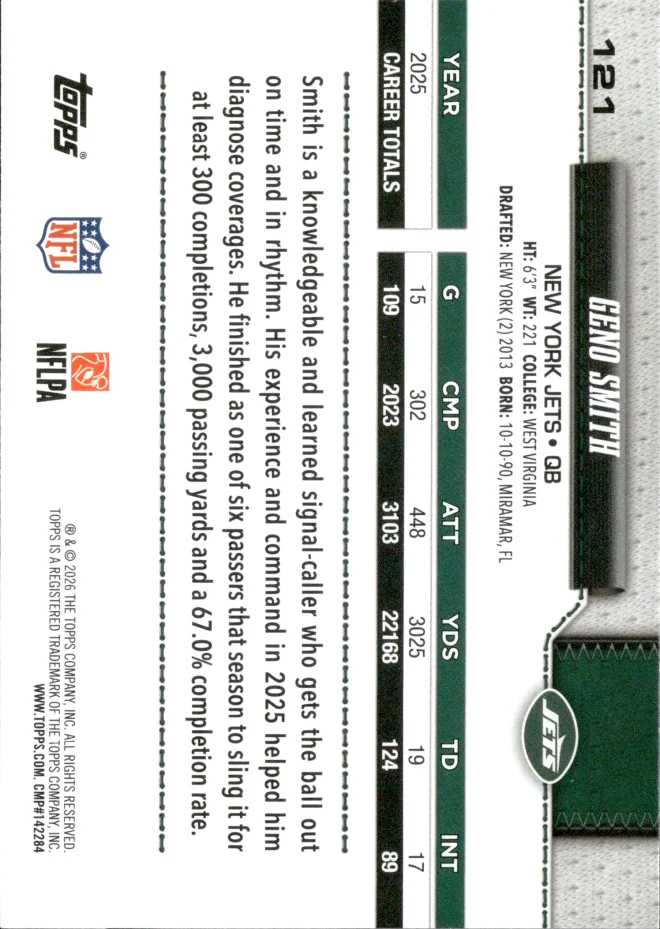 Geno Smith card back