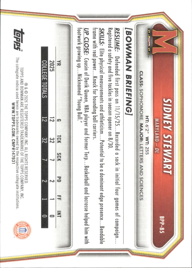 Sidney Stewart card back