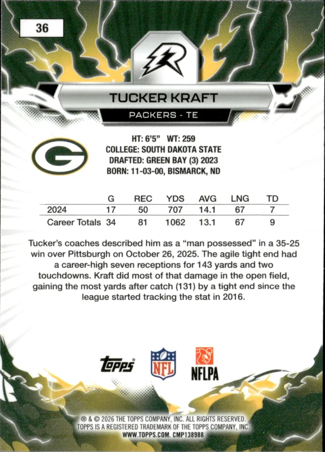 Tucker Kraft card back