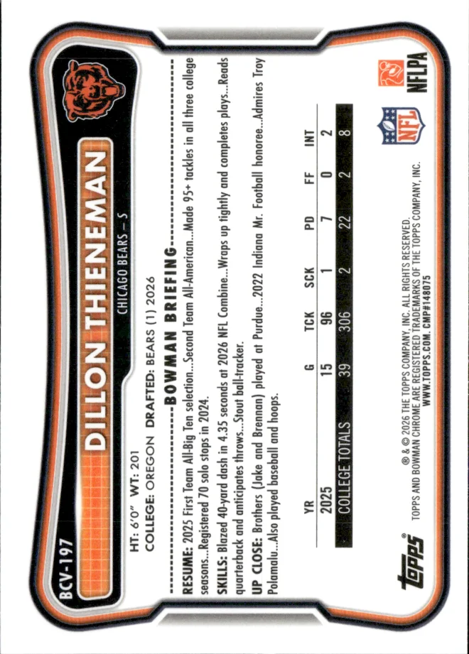 Dillon Thieneman card back