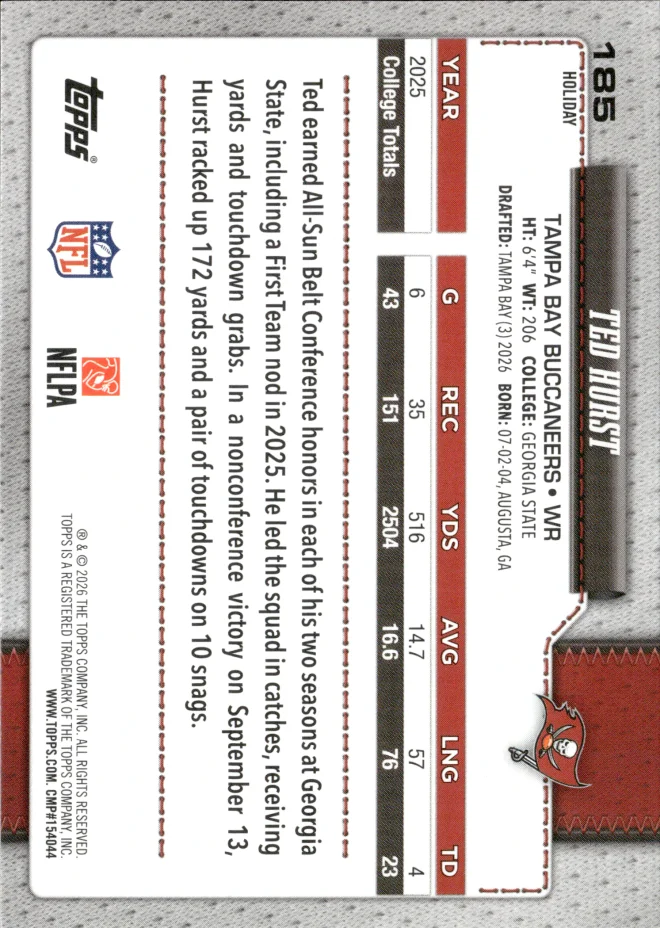 Ted Hurst card back