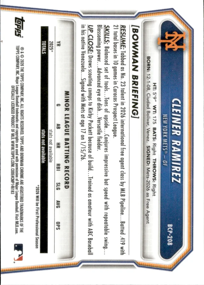 Cleiner Ramirez card back