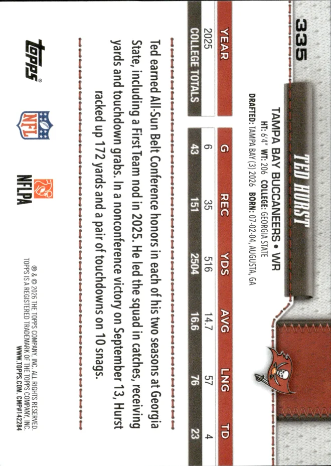 Ted Hurst card back