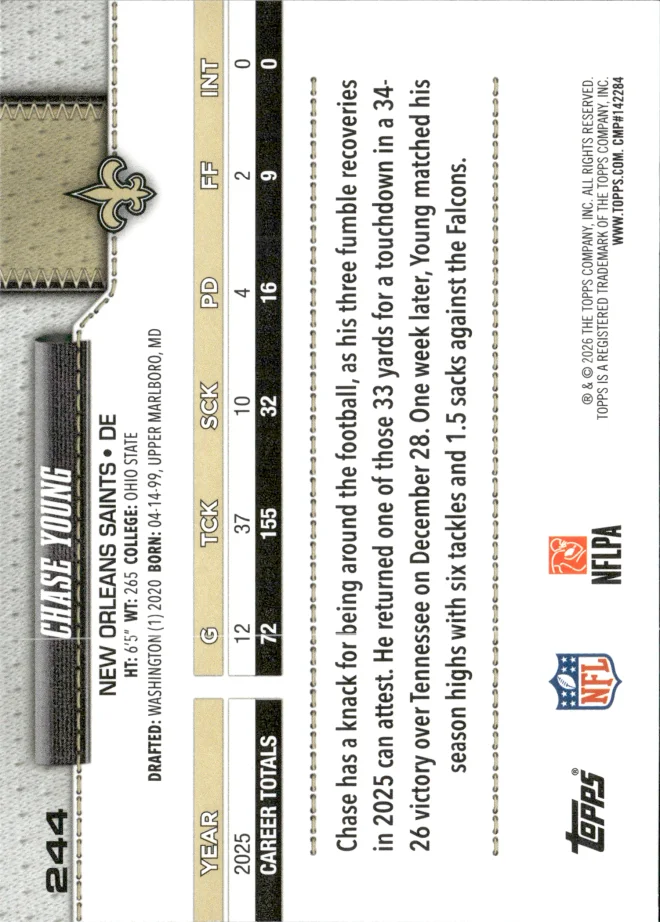 Chase Young card back