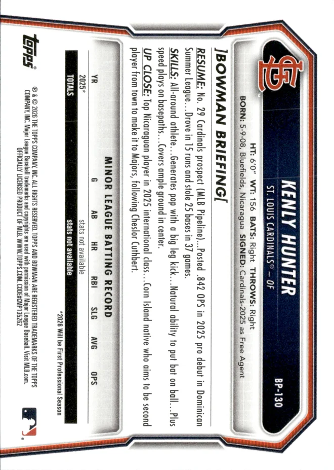 Kenly Hunter card back