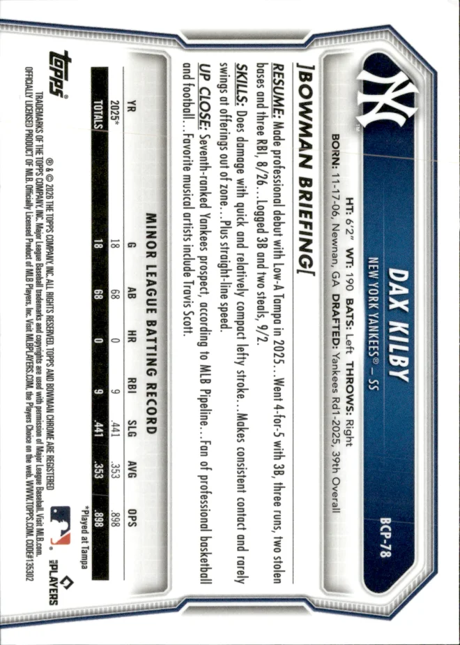 Dax Kilby card back