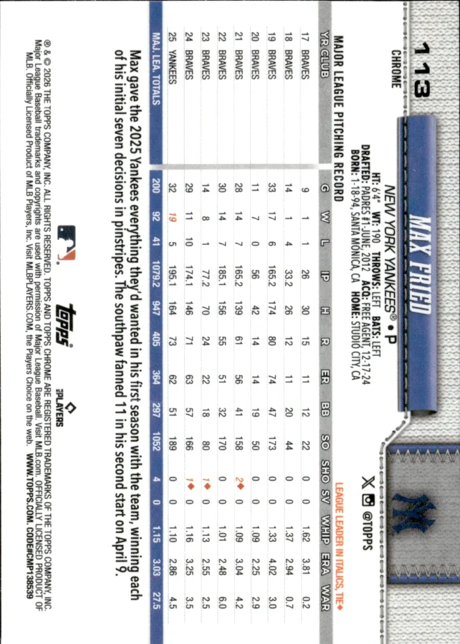 Max Fried card back