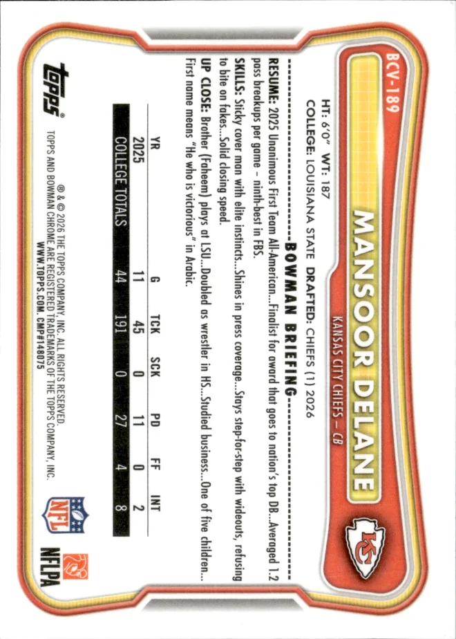 Mansoor Delane card back
