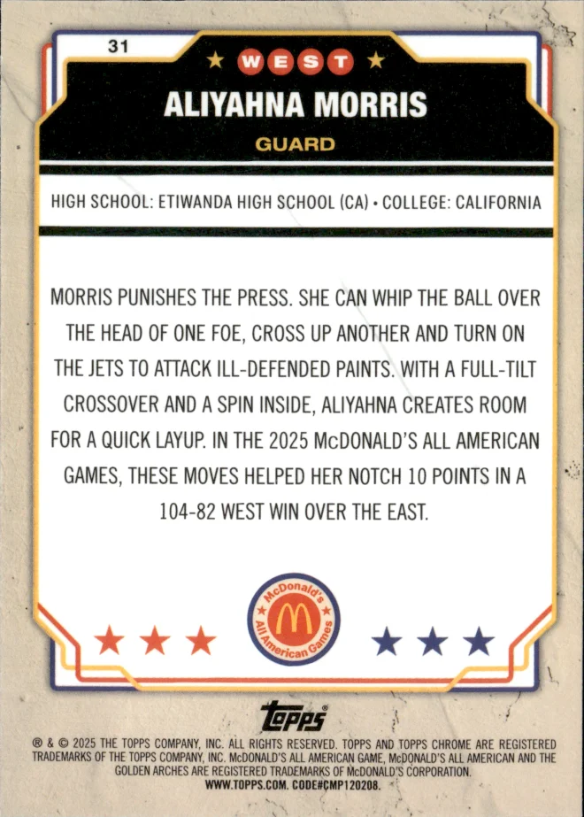 Aliyahna Morris card back