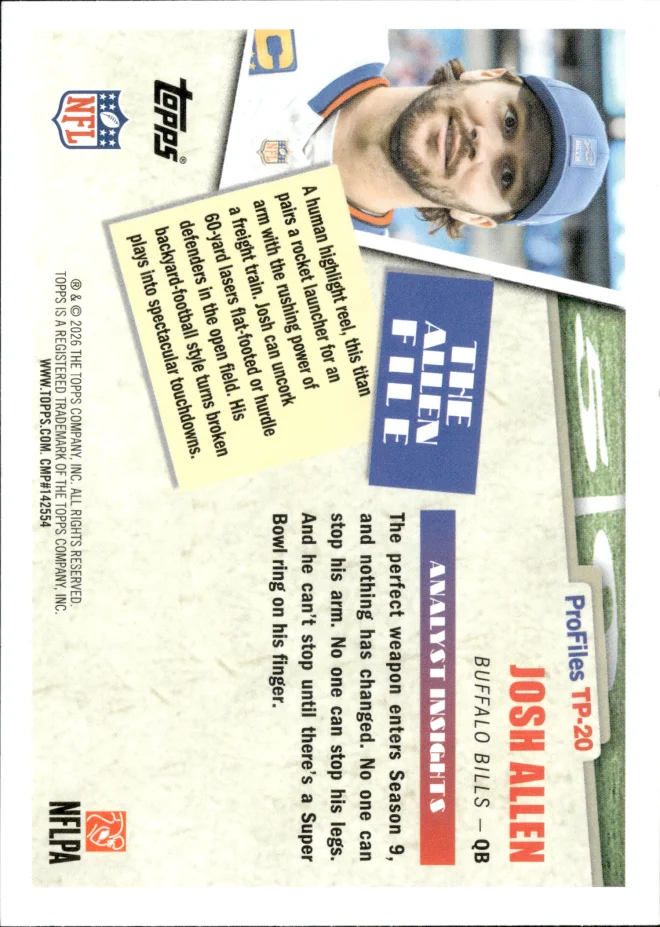 Josh Allen card back