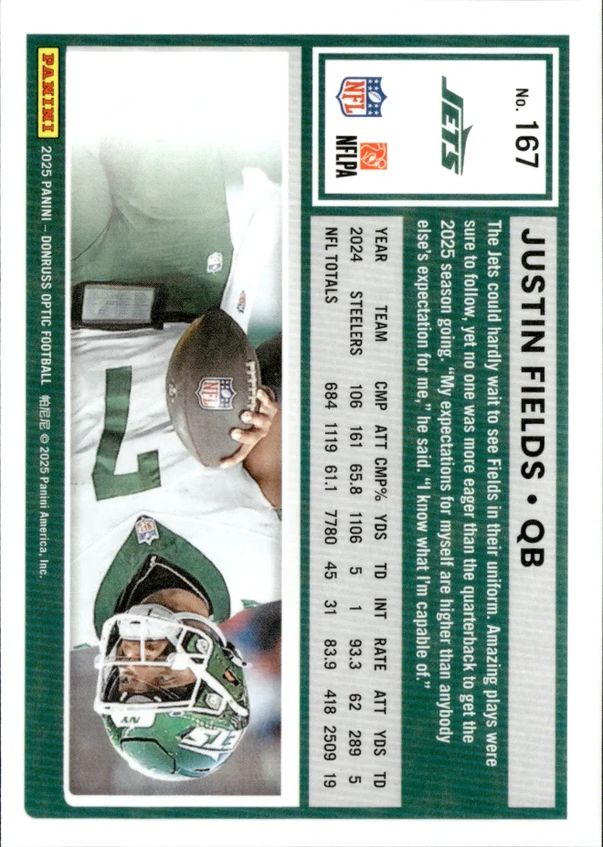 Justin Fields card back