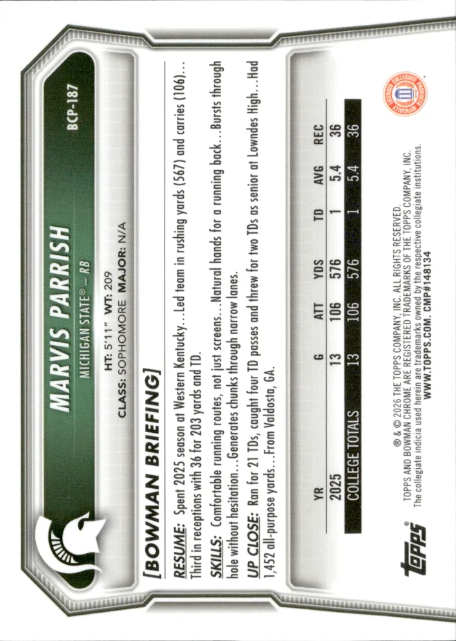 Marvis Parrish card back