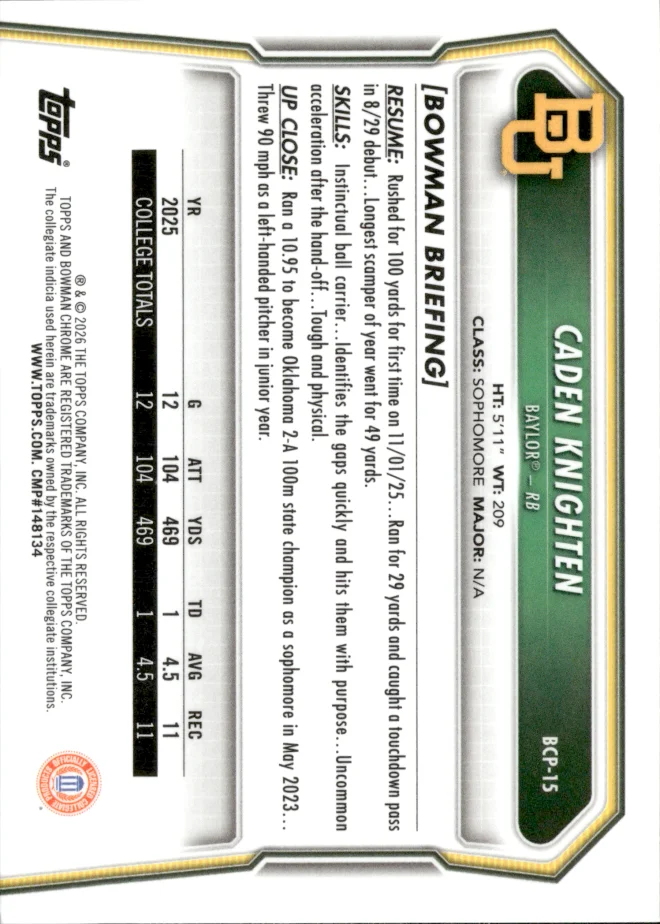 Caden Knighten card back