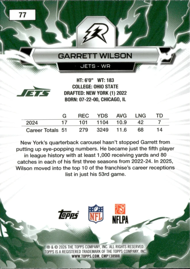 Garrett Wilson card back