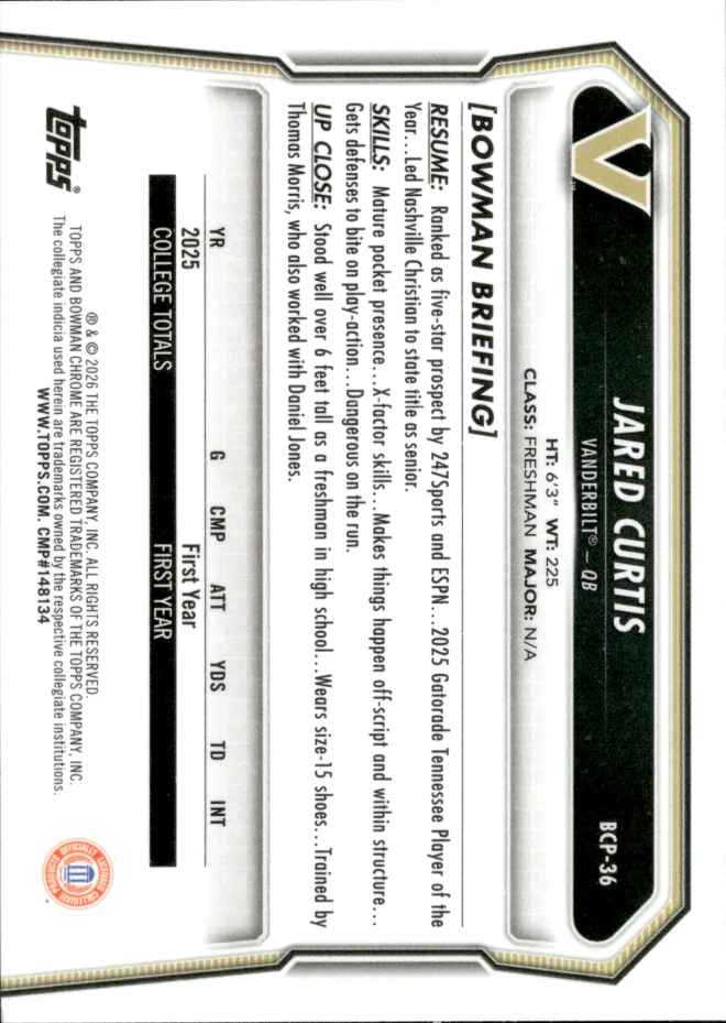 Jared Curtis card back