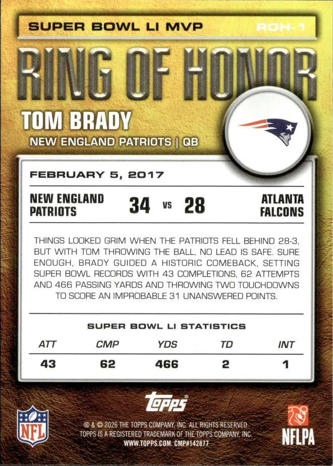 Tom Brady card back