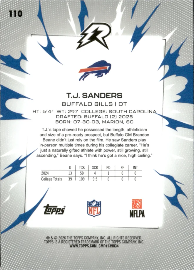 T.J. Sanders card back
