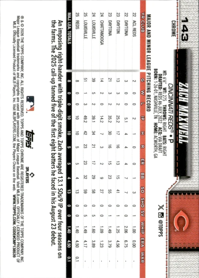 Zach Maxwell card back