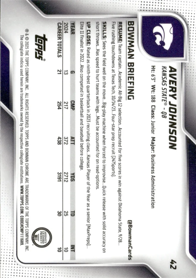 Avery Johnson card back