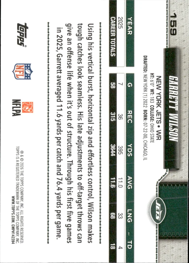 Garrett Wilson card back