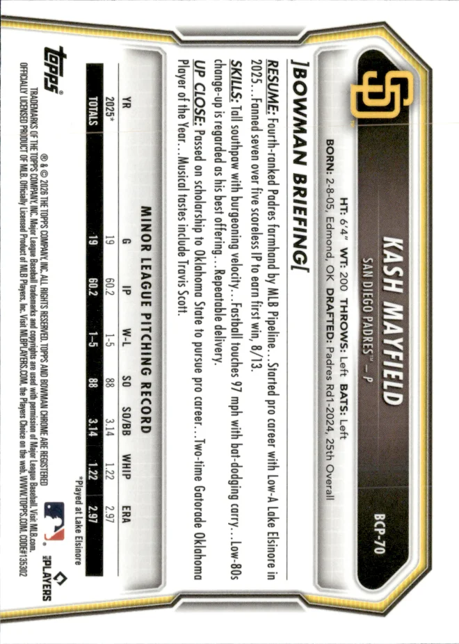 Kash Mayfield card back
