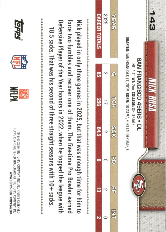 Nick Bosa card back