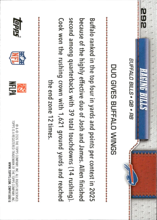 Josh Allen / James Cook card back