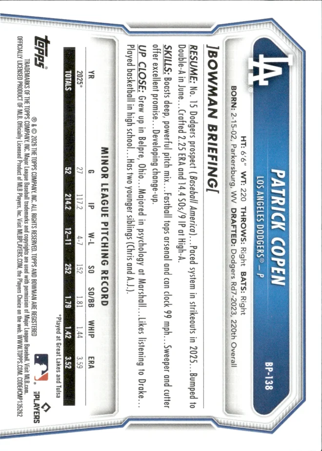 Patrick Copen card back