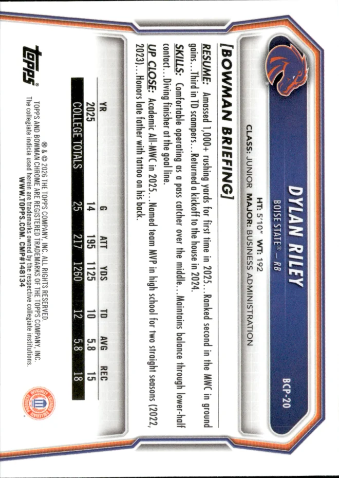 Dylan Riley card back