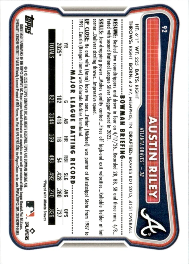 Austin Riley card back