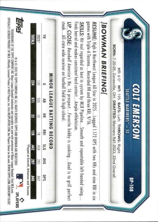 Colt Emerson card back